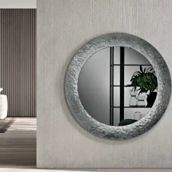 Specchio con Cornice in Vetro Martellato Retroargentato Made in italy - Basilia