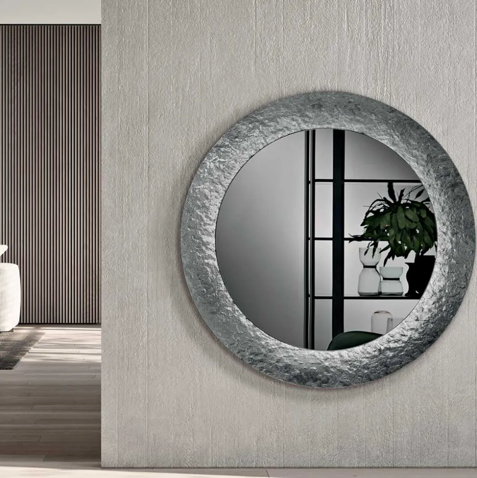 Specchio con Cornice in Vetro Martellato Retroargentato Made in italy - Basilia