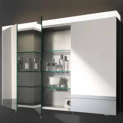 Specchio Contenitore a 3 Ante da Parete in Alluminio Verniciato Argento - Alfio