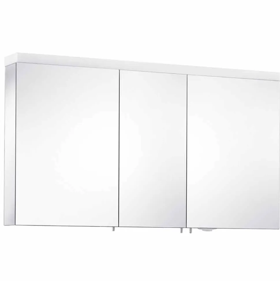 Specchio Contenitore a 3 Ante da Parete in Alluminio Verniciato Argento - Alfio