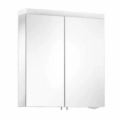 Specchio Contenitore con 2 Ante in Alluminio Verniciato Argento, Moderno Alfio