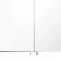 Specchio Contenitore con 2 Ante in Alluminio Verniciato Argento, Moderno Alfio
