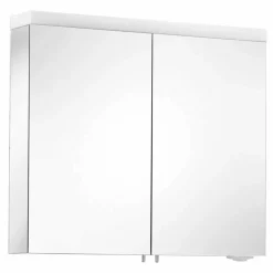 Specchio Contenitore con 2 Ante in Alluminio Verniciato Argento, Moderno Alfio