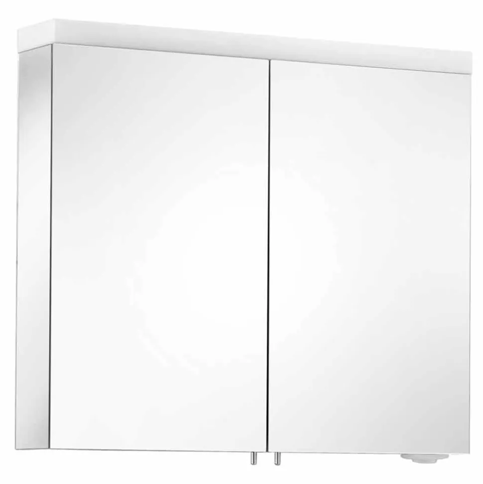 Specchio Contenitore con 2 Ante in Alluminio Verniciato Argento, Moderno Alfio
