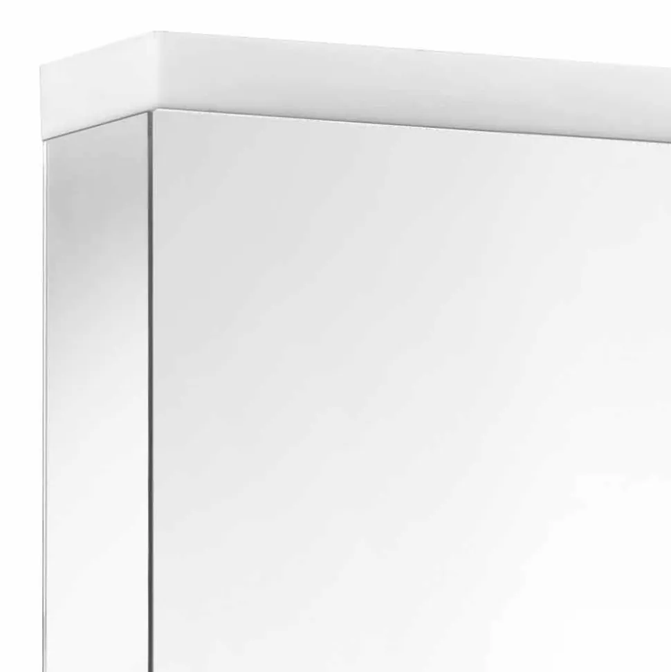 Specchio Contenitore con 2 Ante in Alluminio Verniciato Argento, Moderno Alfio