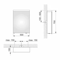 Specchio Contenitore con Anta Battente e Illuminazione LED, Alta Qualità - Alfio