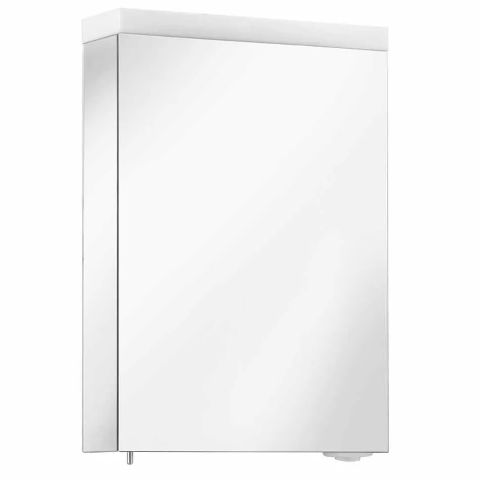 Specchio Contenitore con Anta Battente e Illuminazione LED, Alta Qualità - Alfio