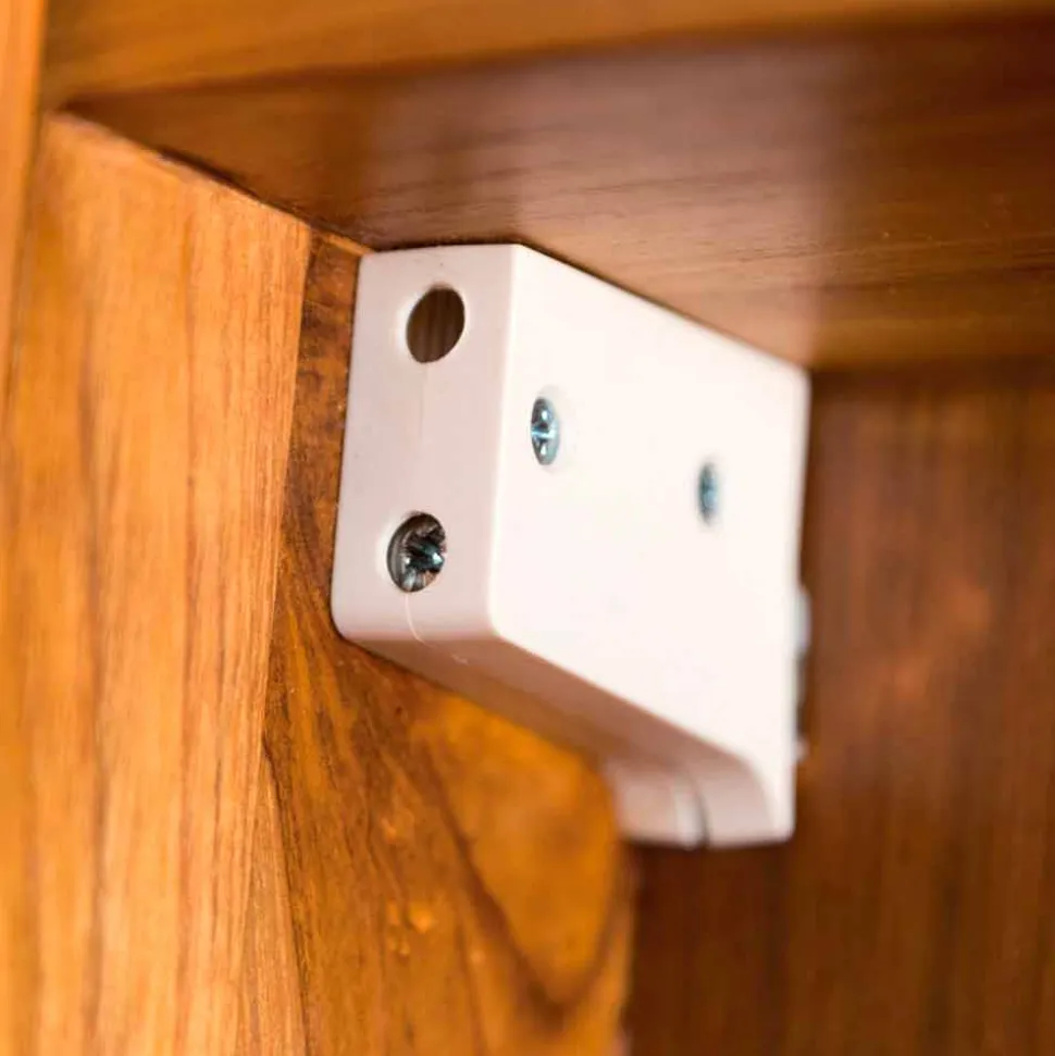 Specchio Contenitore da Parete in Teak con Ripiani e Cassetti Interni - Ralio