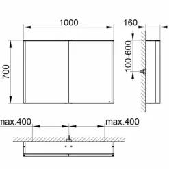 Specchio Contenitore da Parete in Alluminio con Illuminazione LED - Demon