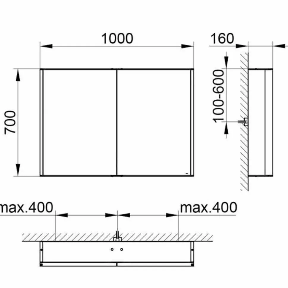 Specchio Contenitore da Parete in Alluminio con Illuminazione LED - Demon