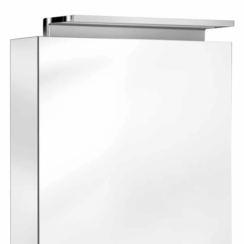 Specchio Contenitore Moderno con Ripiani in Cristallo e Luce LED - Bramo