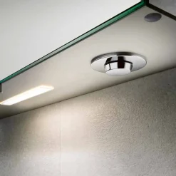 Specchio Contenitore Moderno con Ripiani in Cristallo e Luce LED - Bramo