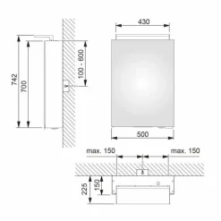 Specchio Contenitore Moderno con Ripiani in Cristallo e Luce LED - Bramo