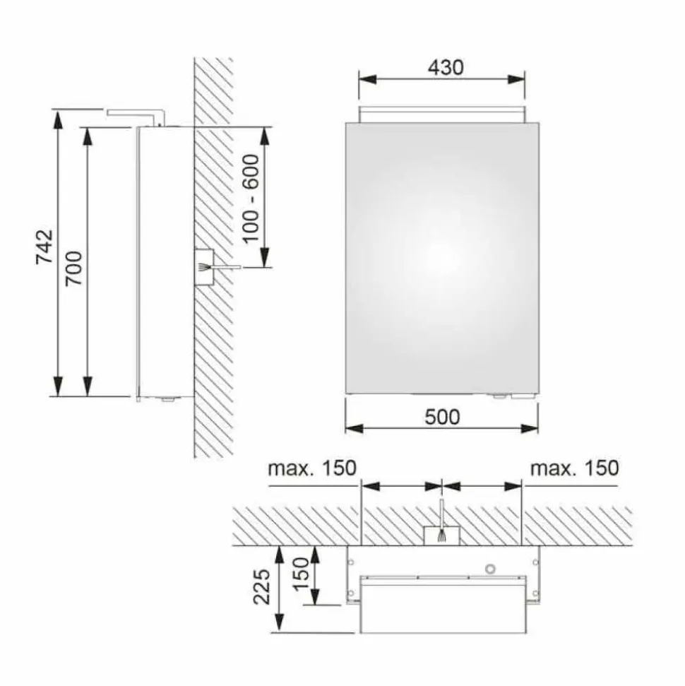 Specchio Contenitore Moderno con Ripiani in Cristallo e Luce LED - Bramo