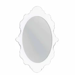 Specchio da parete bianco di design Joy cornice decorata,made in Italy