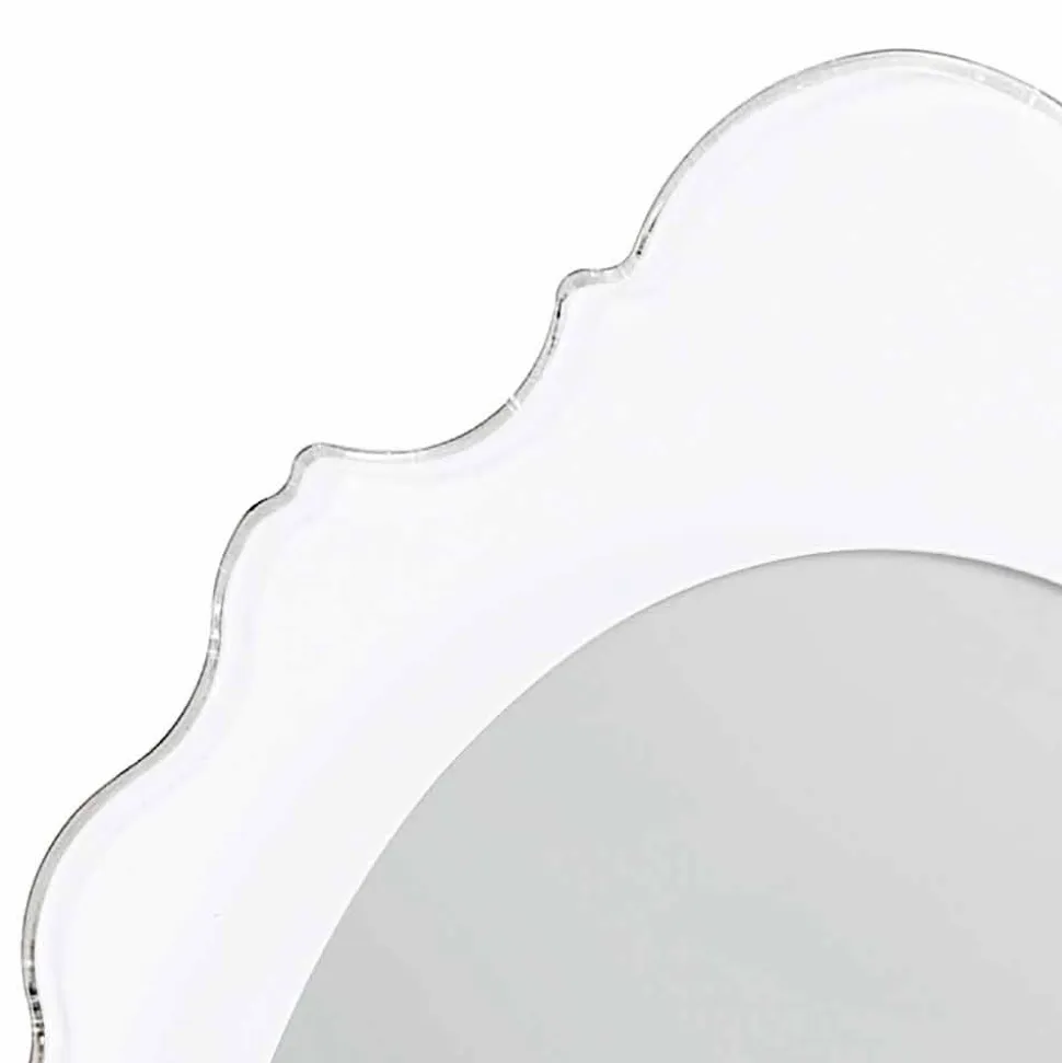 Specchio da parete bianco di design Joy cornice decorata,made in Italy