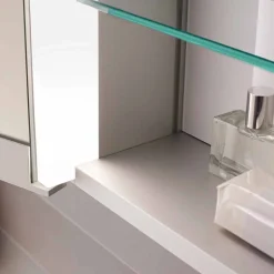 Specchio da Parete con 3 Ante Moderno in Alluminio Verniciato Argento - Demon