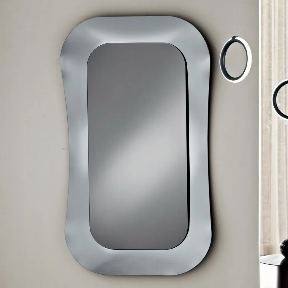 Specchio da Parete con Cornice in Vetro Fuso Mosso Made in Italy - Adorata