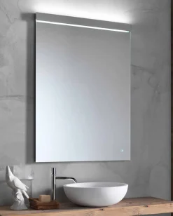 Specchio da Parete con Luce LED Integrata in Acciaio Inox Made in Italy - Tuccio