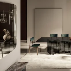 Specchio da Parete con Struttura in Legno Verniciato Nero Made in Italy - Arya