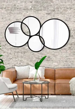 Specchio da Parete Design Moderno a Forma di Anelli Cornice Colorata - Sintesi