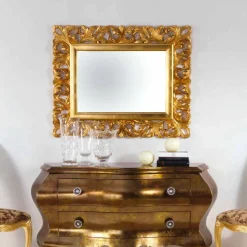 Specchio da parete di design finitura foglia oro Gudin, 108x87 cm