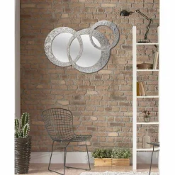 Specchio da parete di design in foglia argento made in Italy Cortina