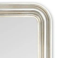 Specchio da Parete in Legno Finitura Foglia Argento Made in Italy - Navona