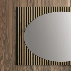 Specchio da Parete Ovale con Supporto a Listelli Verticali Made in Italy - Anne