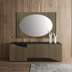 Specchio da Parete Ovale con Supporto a Listelli Verticali Made in Italy - Anne