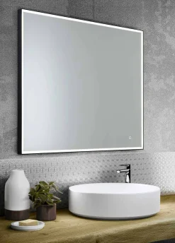 Specchio da Parete Quadrato con LED in Vetro Satinato Made in Italy - Mirro