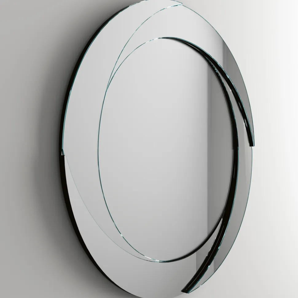 Specchio da Parete Rotondo con Struttura in Legno Made in Italy - Navona