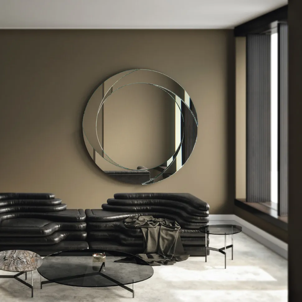 Specchio da Parete Rotondo con Struttura in Legno Made in Italy - Navona