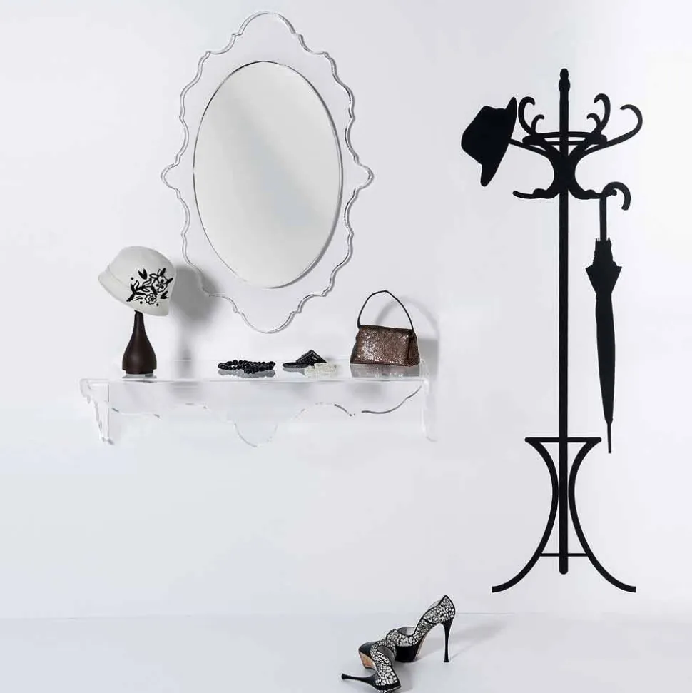 Specchio da parete trasparente di design Joy,made in Italy