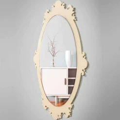 Specchio da Parete Vintage di Design in Legno Marrone con Cornice - Giangio
