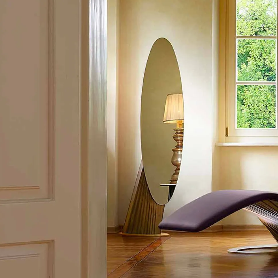 Specchio da Terra di Lusso in Legno Frassino e Metallo Made in Italy - Cuspide