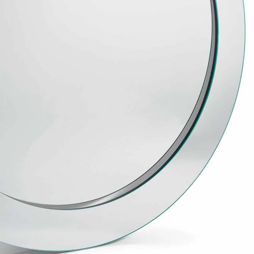 Specchio da Terra Rotondo Moderno con Cornice Inclinata Made in Italy – Salamina