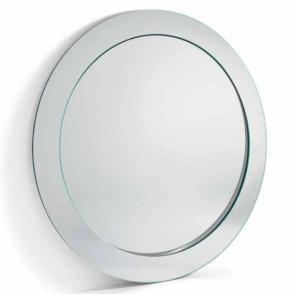 Specchio da Terra Rotondo Moderno con Cornice Inclinata Made in Italy – Salamina