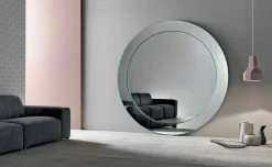 Specchio da Terra Rotondo Moderno con Cornice Inclinata Made in Italy – Salamina