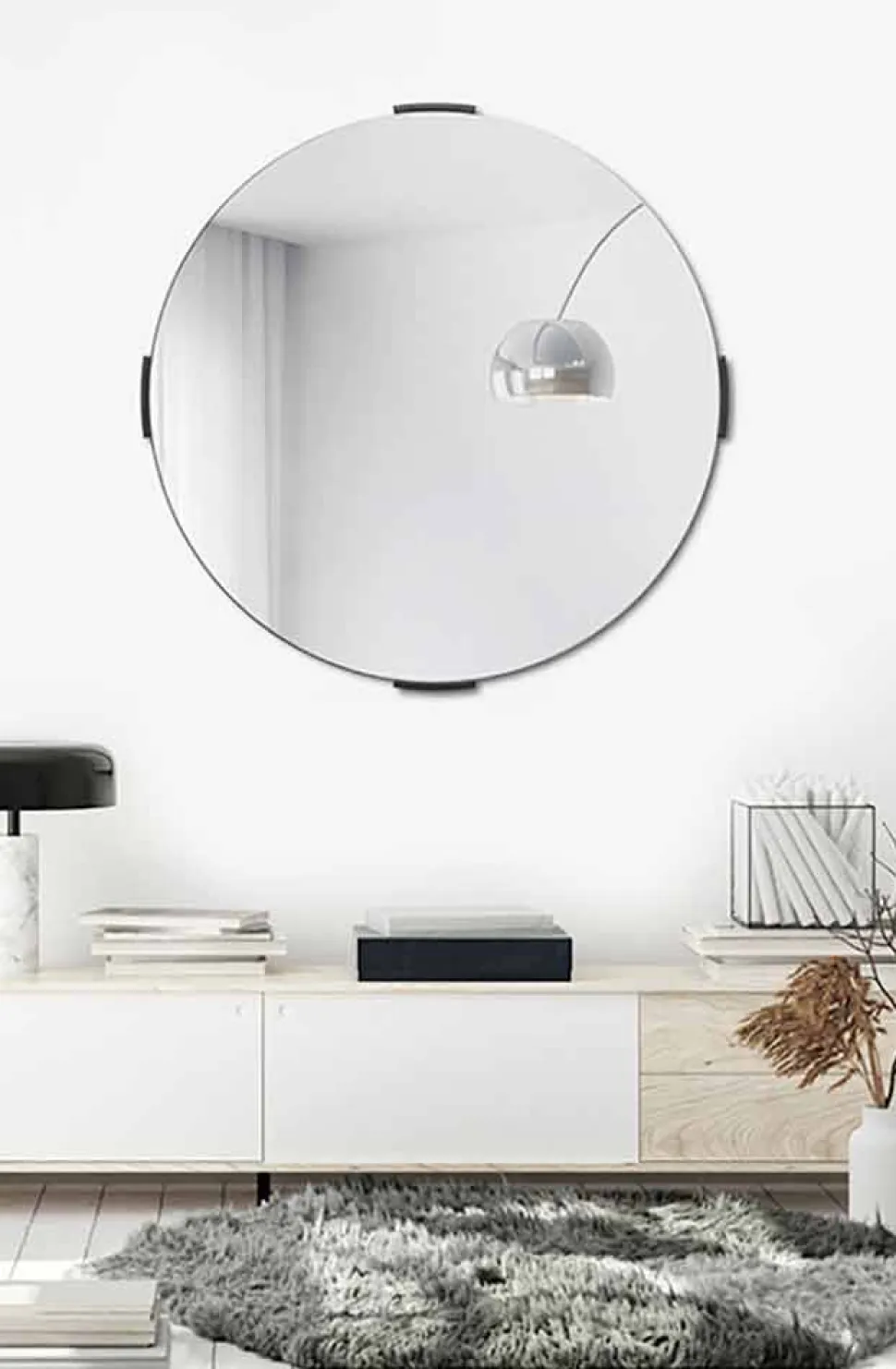 Specchio Decorativo a Muro di Design Tondo Moderno a Sbalzo con Cornice - Odosso