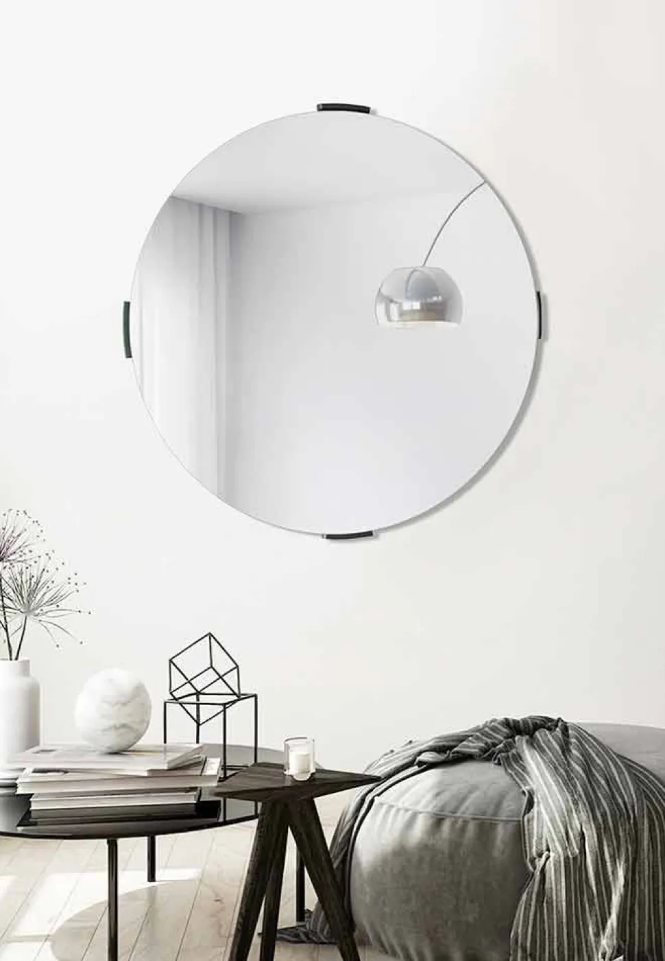 Specchio Decorativo a Muro di Design Tondo Moderno a Sbalzo con Cornice - Odosso