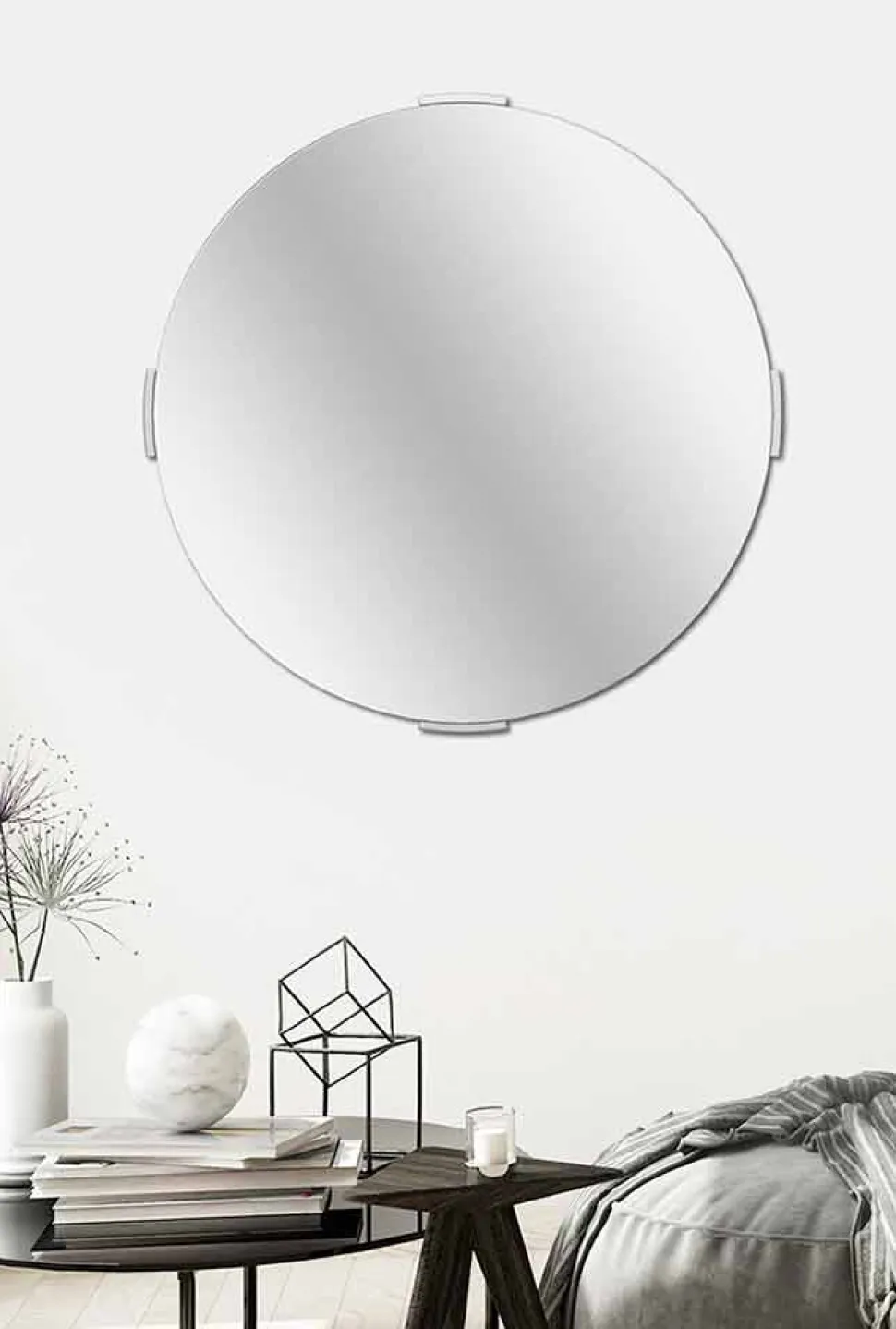 Specchio Decorativo a Muro di Design Tondo Moderno a Sbalzo con Cornice - Odosso