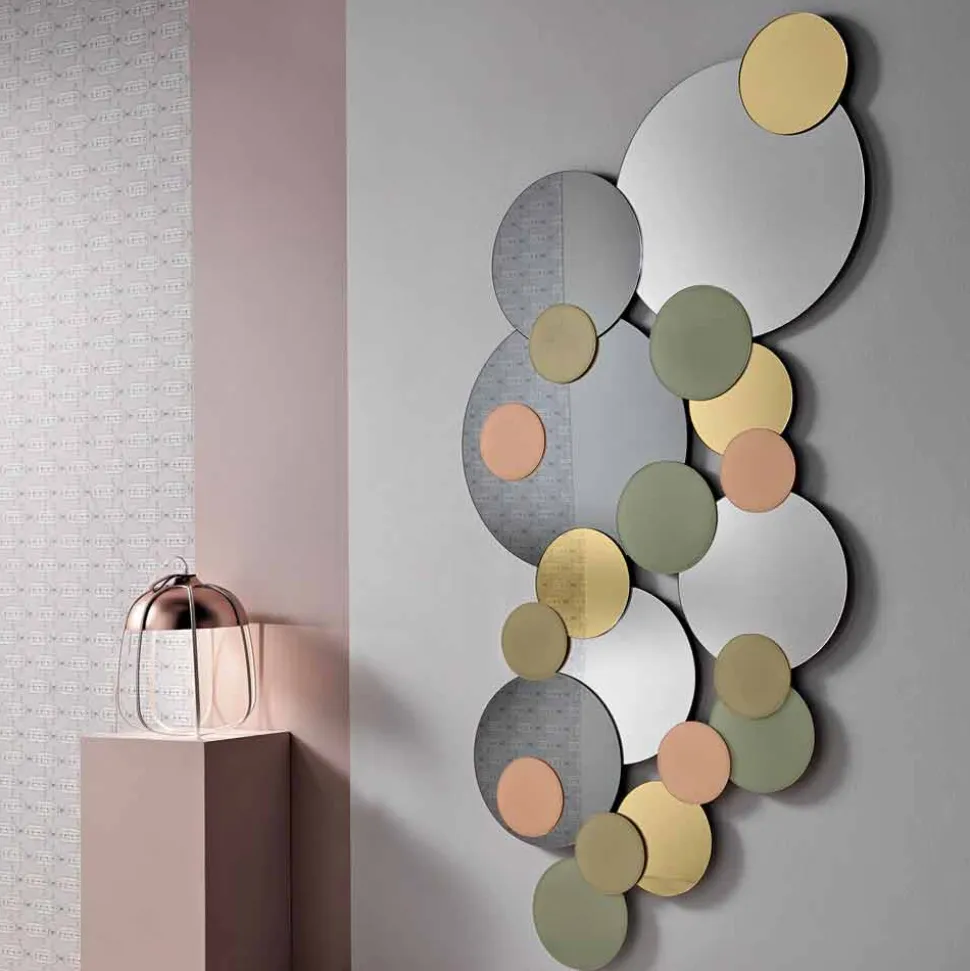 Specchio Decorativo a Parete con Cerchi Colorati Qualità Made in Italy - Babol