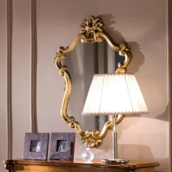 Specchio di Lusso Sagomato con Cornice Foglia Oro Made in Italy - Prezioso