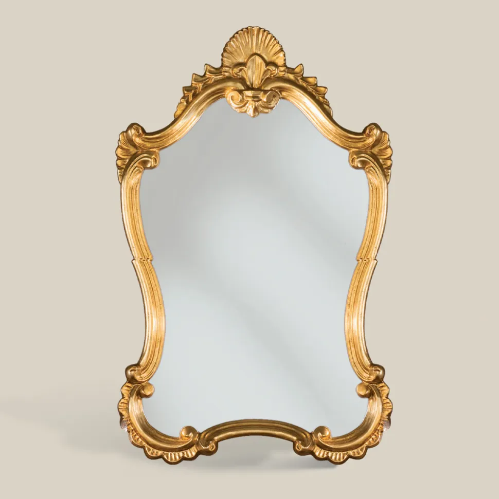 Specchio Foglia Oro Classico con Cornice Sagomata Made in Italy - Prezioso