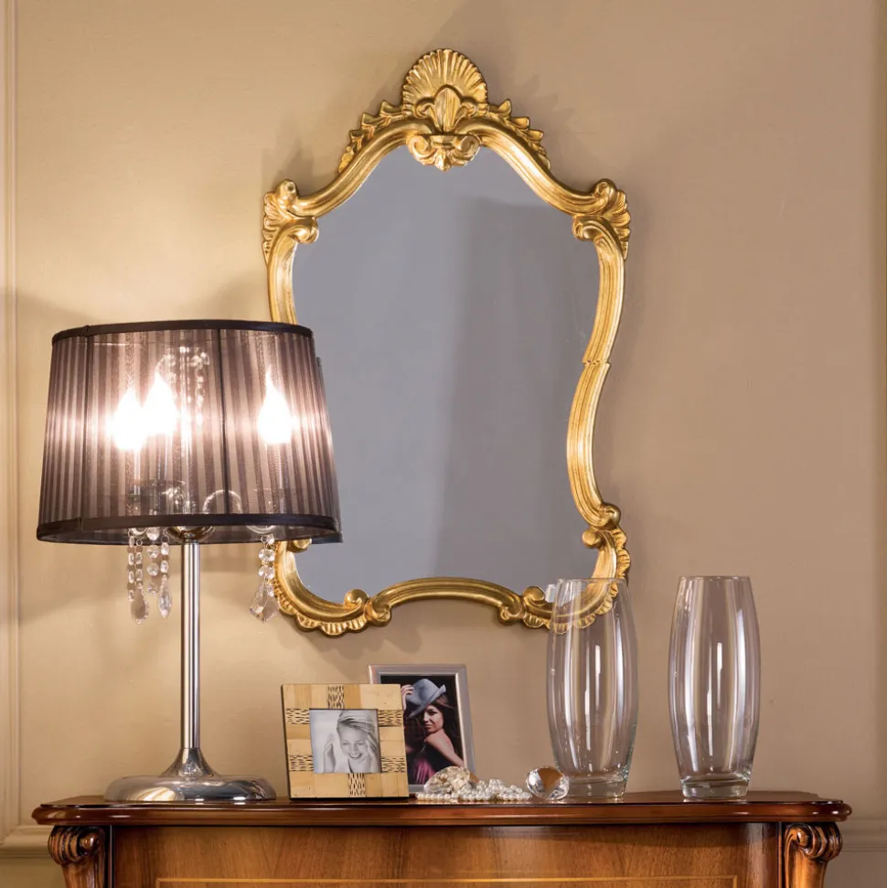 Specchio Foglia Oro Classico con Cornice Sagomata Made in Italy - Prezioso