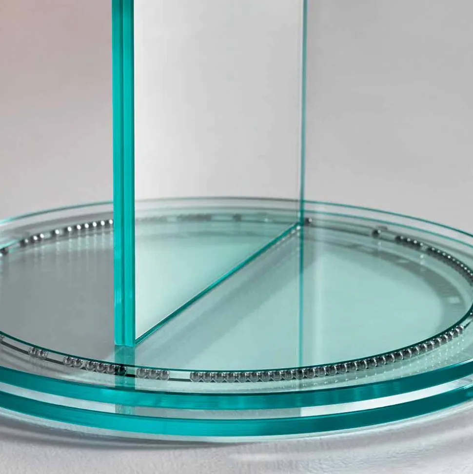 Specchio Freestanding Bifacciale con Base Rontante in Vetro di Lusso - Gaudenzio