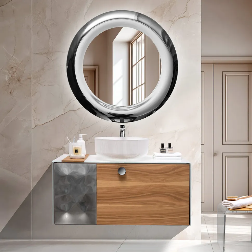 Specchio in Cristallo Curvato con Luce Led Retroilluminate - Excelsior