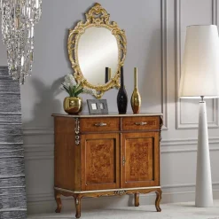 Specchio Ovale Classico Legno Foglia Oro e Argento Made in Italy - Vanessa