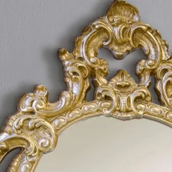 Specchio Ovale Classico Legno Foglia Oro e Argento Made in Italy - Vanessa